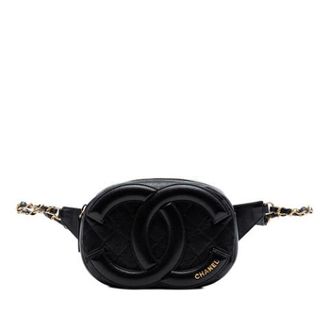 Chanel Pre-owned Quilted Lambskin Crossbody Tas - Dames - Pre-owned - Zwart - Maat: ONE Size Leer