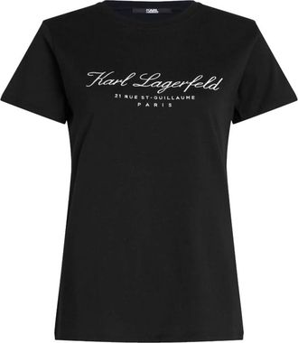 Karl Lagerfeld Hotel Karl T-shirt - Dames - T-shirts - Zwart - L - Katoen - Tops