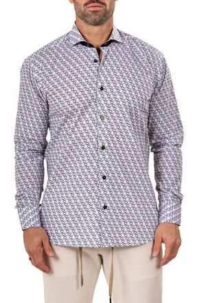 Maceoo Eins Marthy Contemporary Fit Cotton Button-Up Shirt in White at Nordstrom, Size 7