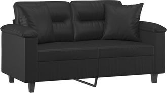 vidaXL Sof&aacute; De 2 Plazas Con Cojines Cuero Sint&eacute;tico Negro 120 Cm Vidaxl