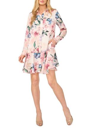 Ted Baker Gloria Floral Button-Up Shirt Dress in Vanilla Ice at Nordstrom, Size X-Large