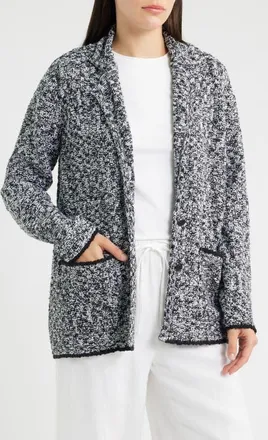 Eileen Fisher Organic Cotton & Recycled Nylon Notch Collar Jacket in Black/white at Nordstrom, Size X-Small