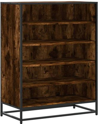 vidaXL Vidaxl - Shoe Cabinet Smoked Oak 75x38x97.5 cm Engineered Wood and Metal