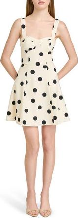 Wayf Marcy Polka Dot Stretch Cotton Bustier Minidress in Ant Ivory Polka Dot at Nordstrom, Size X-Small