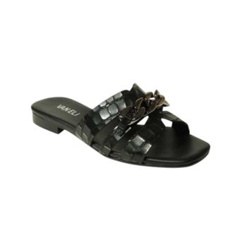 Vaneli Womens Errita Flat Sandal In Black Crocodile Print