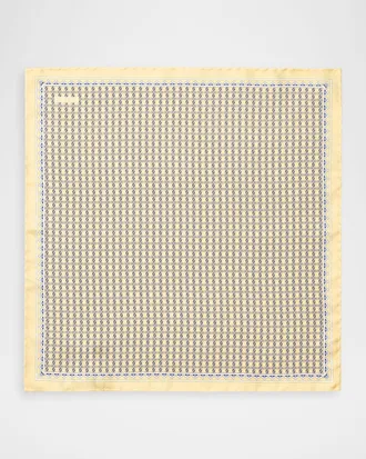 Eton Men & apos;s Geometric Link-Print Silk Pocket Square