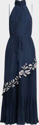 Ramy Brook Eleah Floral Embroidered Halter Midi Dress