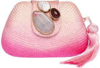 Raf&eacute; New York Tamu Embroidered Bean Clutch in Pink at Nordstrom, Size Small