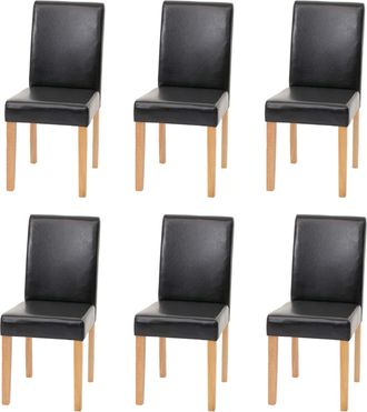 Hhg Hhg - Juego De 6 Sillas De Comedor Silla De Cocina Littau, Polipiel, Negra, Patas Claras