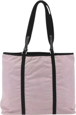 Prada Pre-owned Tote Bags, female, Pink, Size: ONE SIZE Pre-owned Nylon Tote Bag