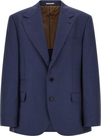Brunello Cucinelli Blue Notched Lapel Blazer