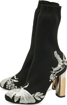 Alexander McQueen Stivaletti con ricamo - Nero