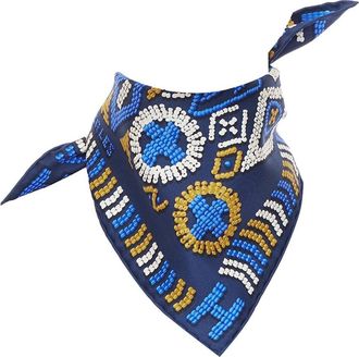 Herm&egrave;s Gavroche 45 Kelly En Perles Bead Print Silk Twill Scarf (Authentic Pre- Loved)