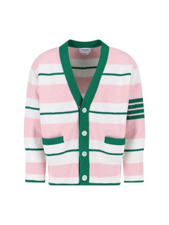 Thom Browne Striped Cardigan - Pink