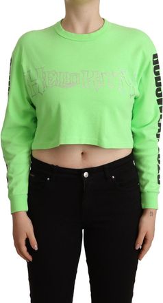 GCDS Mint Printed Long Sleeves Cropped Top Womens Sweater