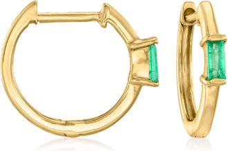 RS Pure Ross-Simons Emerald Huggie Hoop Earrings in 14kt Yellow Gold