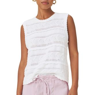 Splendid Giovanna Open Stitch Cotton Sweater Tank in White at Nordstrom, Size X-Small