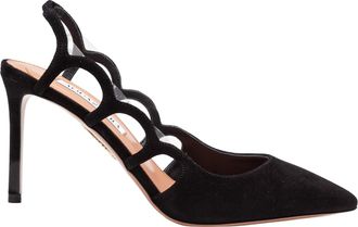 Aquazzura Decollete Bootie Pump 85 In Suede Color Black