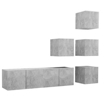 vidaXL Set De Muebles De Sal&oacute;n 6 Pzas Madera Ingenier&iacute;a Gris Hormig&oacute;n Vidaxl