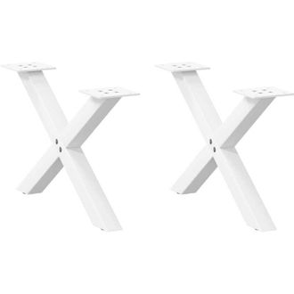 vidaXL Patas Para Mesa De Centro En Forma De X (2 Unidades), Color Blanco, 60 X (30-31) Cm, Acero Vidaxl