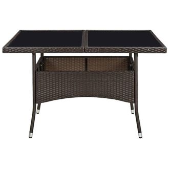 Berkfield Home Outdoor Dining Table Brown Poly Rattan & Glass