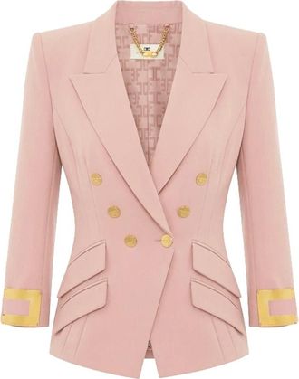 Elisabetta Franchi Gi 26866E2 Blazer - Dames - Blazers - Roze - S - Leer - Jassen