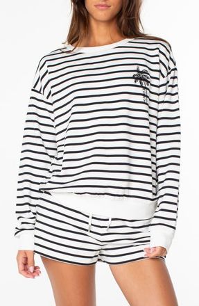 Roxy Surfing By Moonlight Stripe Sweatshirt in Anthracite at Nordstrom, Size Xx-Large