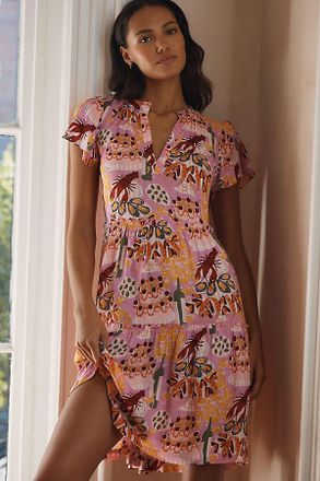 Anthropologie By Anthropologie Ruffle Sleeve Dress