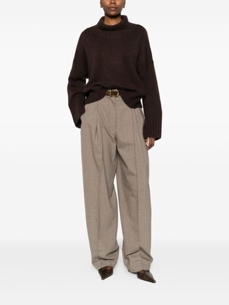 Soft Goat Wool Turtleneck Sweater - Brown