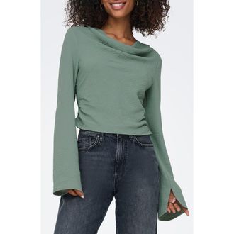 Only Mette Life Long Sleeve Waterfall Top in Lily Pad at Nordstrom Rack, Size X-Large