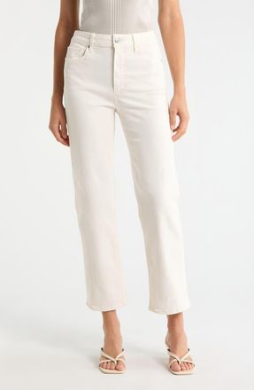 Paige Stevie High Waist Ankle Straight Leg Jeans in Cream Cloud at Nordstrom, Size 26