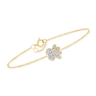 Canaria Canaria Diamond Paw Print Bracelet in 10kt Yellow Gold