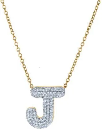 LuvMyJewelry Small Bubble Initial Letter 14K Yellow Gold Diamond Pendant Necklace in Gold J at Nordstrom