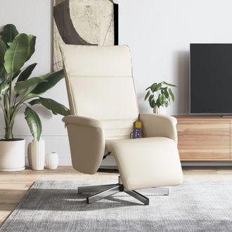 vidaXL Vidaxl - Sill&oacute;n Reclinable Masaje Con Reposapi&eacute;s Cuero Sint&eacute;tico Crema