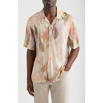 Wax London Didcot Corrigated Floral Camp Shirt in Pastel Multi at Nordstrom, Size Xx-Large