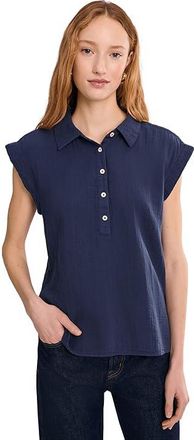Mod-o-doc Sleeveless Henley Shirt Womens Clothing Vibrant Navy : LG (US 12-14), Cotton