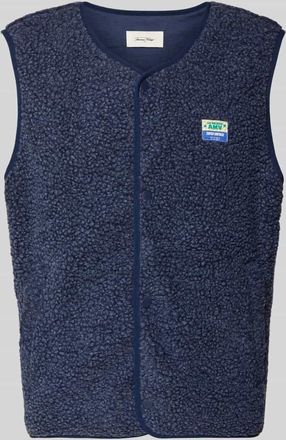 American Vintage American Vintage Straight Fit Weste mit Logo-Patch Modell Hoktown in Dunkelblau, Gr&ouml;&szlig;e M/L