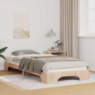 vidaXL Struttura letto a terra Marrone Legno di pino massello - Vidaxl