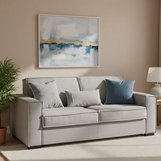 Dmora Talamo Italia - Sofa Cama Addolorata, Sof&aacute; De 3 Plazas, 100% Made In Italy, Sof&aacute; De Sal&oacute;n Con Apertura Giratoria, En Tela Acolchada, Con Reposabrazos 