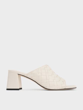 Charles & Keith Ivette Woven Square-Toe Heeled Mules