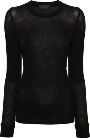 Wardrobe.NYC Fitted Long Sleeve Tee - Dames - Longsleeves - Zwart - M - Katoen - Tops