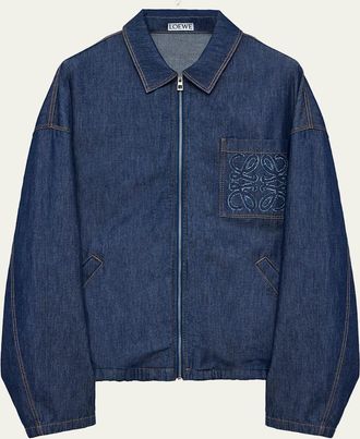 Loewe Mens Denim Zip-Front Jacket