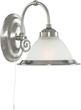 Searchlight Searchlight American Diner 1 Ljus Vgglampa Satin Silver Med Syraribbad Glasskrm, E27