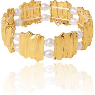 BCBGeneration Pearls Stretch Bracelet in Gold at Nordstrom