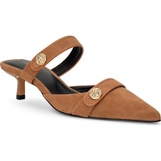 L'agence Gilliane Mary Jane Pointed Toe Kitten Heel Mule in Sand Suede at Nordstrom Rack, Size 6.5