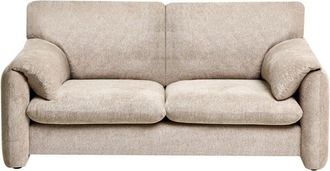 Beliani 2 Seater Sofa Wood Black Legs with Caps Upholstered Back and Front Water-Repellent Polyester Pillow Top Arm Style Taupe Geta