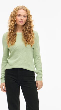 Vila Rundhalspullover VILA VIDALO O-NECK L/S KNIT TOP- NOOS, Damen, Gr. L, smoke gr&uuml;n, Feinstrick, Obermaterial: 100% Baumwolle, unifarben, regular fit nor