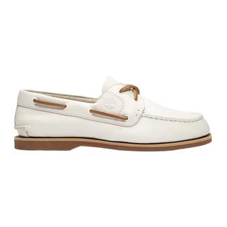 Timberland Sailor Shoes, female, White, Size: 7 1/2 US Classic Boat Leather Loafers