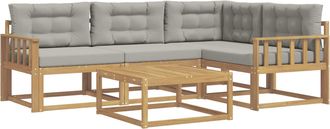 vidaXL Conjunto De Sof&aacute;s De Exterior 5 Uds. Blanco Y Gris Claro Vidaxl