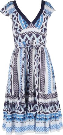 Temperley London Printed Midi Length Dress in Multicolor Cotton